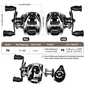Nuevo Carrete de Pesca de Alta Calidad 7.2:1 8KG para Agua Salada con 5+1BB XG, Carrete de Pesca Ligero para Mano <span class=keywords><strong>Izquierda</strong></span> o Derecha - Product Image 3