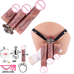 FRRK 176 datar pria Chastity kandang dengan silikon 7.87 inci <span class=keywords><strong>Dildo</strong></span>.sissy Chastity sabuk, terbalik Chastity Cage dengan <span class=keywords><strong>Dildo</strong></span> BDSM Set - Product Image 1