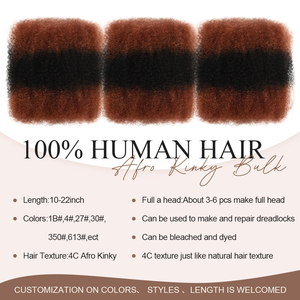 Originea Vente en Gros Cheveux Humains Ombrés Afro Crépus en Vrac Non Traités Extensions pour Tresses au Crochet Cheveux en Vrac pour Tressage Bouclé - Product Image 2