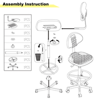 Chaise ergonomique ESD pour atelier industriel avec dossier, mobilier de laboratoire, chaise de laboratoire informatique, tabouret, chaise de sécurité EPI