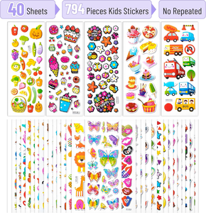 Autocollants miniatures en PVC 3D imprimés UV, personnalisés, 40 feuilles, thèmes variés, autocollants de dessins animés en relief, autocollants imperméables, cadeaux promotionnels pour chiots - Product Image 6