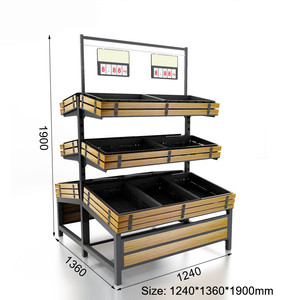 Étagère de présentation de fruits et légumes pour supermarché, robuste, durable, à installation rapide, double face, haute luminosité - Product Image 3