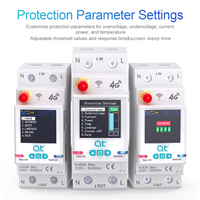 Pemutus Sirkuit Cerdas ATELE Custom OEM ODM 1P 63A 4G LTE Satu Fasa DIN Rail Saklar Jarak Jauh Meter Energi LCD Berwarna 230V 6kA MCB