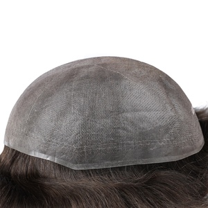 Pelucas de Cabello Humano Mono Súper Finas de 0.12 mm para Hombre, Sistema Capilar Masculino, Toupee para Hombre, Color Natural de Fábrica - Product Image 4