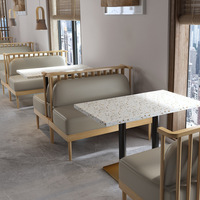 Ensemble table et canapé en fer et bois massif, style nordique moderne de luxe léger, pour restaurant commercial, 2-4 personnes, pour zone de négociation, avec porte-cartes
