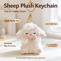 Porte-clés en peluche agneau blanc personnalisé - Pendentif mouton bouclé doux avec broderie pour cadeaux de fêtes pour filles