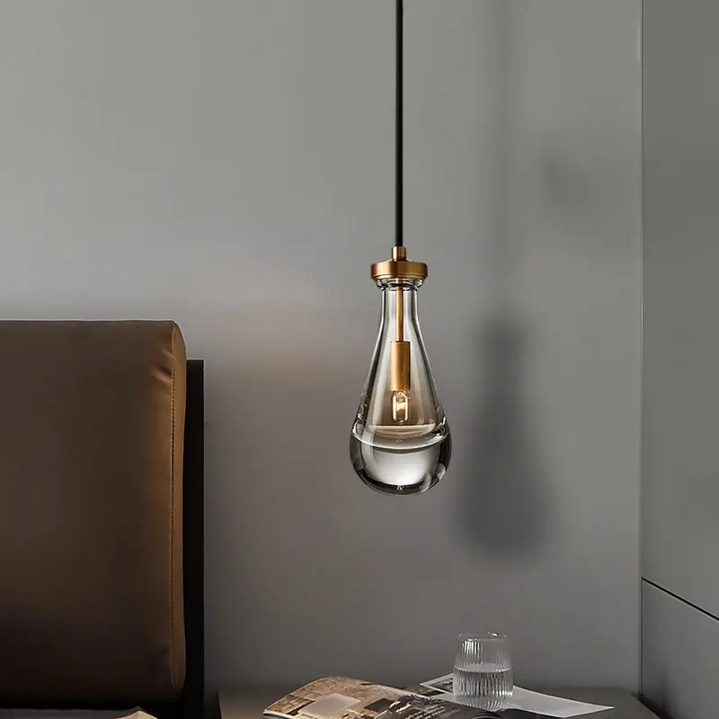 Lámpara de araña moderna con forma de gota de agua, decoración clásica para el hogar, Bola de burbuja led redonda de oro e27, luz colgante de cristal moderna
