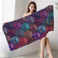 Serviettes de bain et de visage en microfibre et coton personnalisées, motif sportif, pour la maison et la plage, avec logo personnalisé