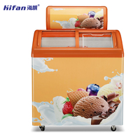 Congélateur Réfrigérateur Commercial Hifan 280L en Aluminium à Refroidissement par Air pour Vitrine de Crèmes Glacées de Supermarché