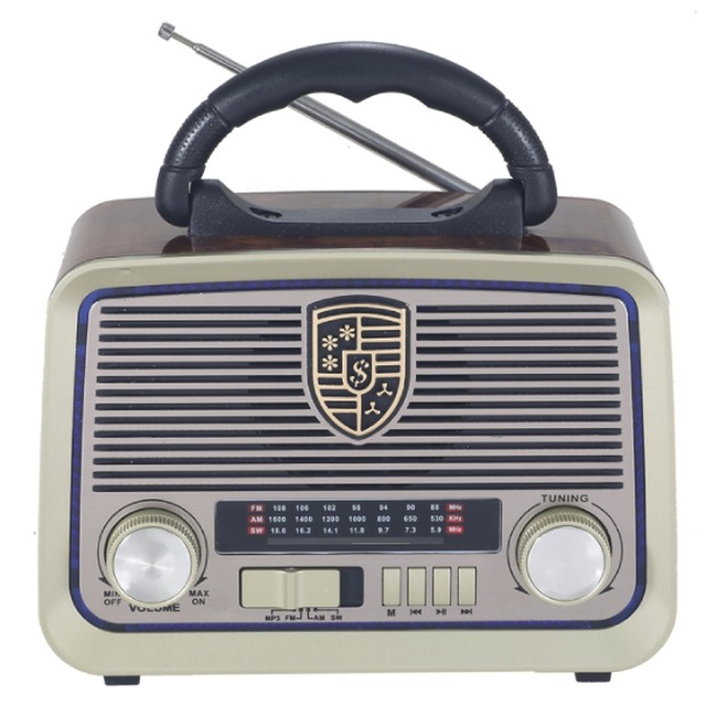 Portable Retro Vintage Radio Am/fm/sw 3 Band Radio Classic Wooden Style Solar Torch Speaker for Home Outdoor Camping