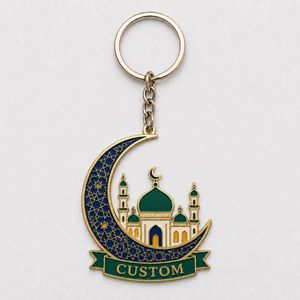 Llaveros Personalizados de Alta Calidad para Ramadán, Llaveros con Colgante de Mezquita y Luna Creciente, Recuerdo Musulmán para Festivales Islámicos - Product Image 3