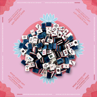 Mahjong américain festif, 166 tuiles en acrylique à trois couches avec tapis de mahjong imprimé rose pour soirée de jeu féminine