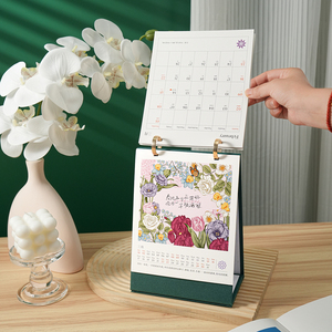 Khuyến mại Tùy chỉnh logo in xoắn ốc dây hàng tháng đứng lật dài độc đáo bảng bàn lịch 2026 - Product Image 1