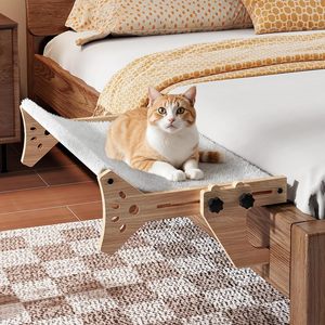 <span class=keywords><strong>Hamaca</strong></span> <span class=keywords><strong>para</strong></span> gatos resistente ajustable con marco de madera, percha <span class=keywords><strong>para</strong></span> ventana de gato, cama <span class=keywords><strong>para</strong></span> ventana de gato con asiento de felpa, soporta hasta 40 LB - Product Image 2