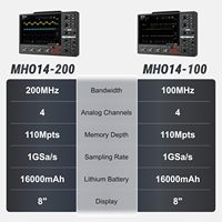 Oscilloscope numérique portable Micsig MHO14-100 MHO14-200 100 MHz 200 MHz 12 bits 4 canaux 1 GSa/s avec multimètre