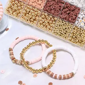 Diskon besar-besaran 6mm kit manik-manik tanah liat polimer bulat datar membuat perhiasan manik-manik longgar tanah liat polimer buatan tangan untuk gelang kalung DIY