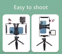 Cage de stabilisation universelle pour smartphone - Stabilisateur de tournage avec 3 supports griffe froide et trous filetés 1/4 pouce - Support de téléphone portable