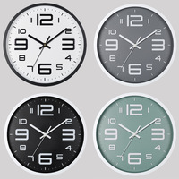 Logo personnalisé en gros de horloges murales numériques tridimensionnelles circulaires en plastique de 12 pouces, salon simple et silencieux ODM/OEM