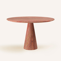 Table à manger Dream Home avec pieds coniques, plateau en marbre naturel poli, support conique élégant, table à manger minimaliste pour restaurant