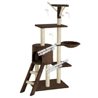 Arbre à chat multi-niveaux avec lit, jouets, plateforme de saut et griffoir en sisal, 138 cm, style épuré, pour chatons et usage domestique