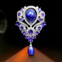 XILIANGFEIZI Broche en améthyste goutte d'eau violette et perle d'eau douce, best-seller transfrontalier, cadeau de luxe élégant pour la fête des Mères et les mariages