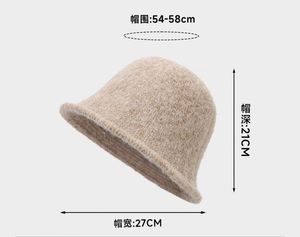 Gorro tipo pescador de lana de cordero gruesa para mujer, gorro de felpa de piel sintética, cálido y esponjoso, estilo dibujos animados, para otoño, gorra de calle para niñas, para exteriores - Product Image 3