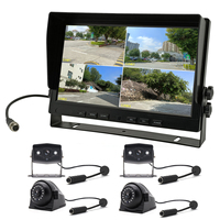 Moniteur 10,1 pouces 720P/1080P AHD AI pour la sécurité des camions, bus et voitures avec quatre canaux vidéo BSD BSM Surveillance des angles morts Vue panoramique à 360 degrés