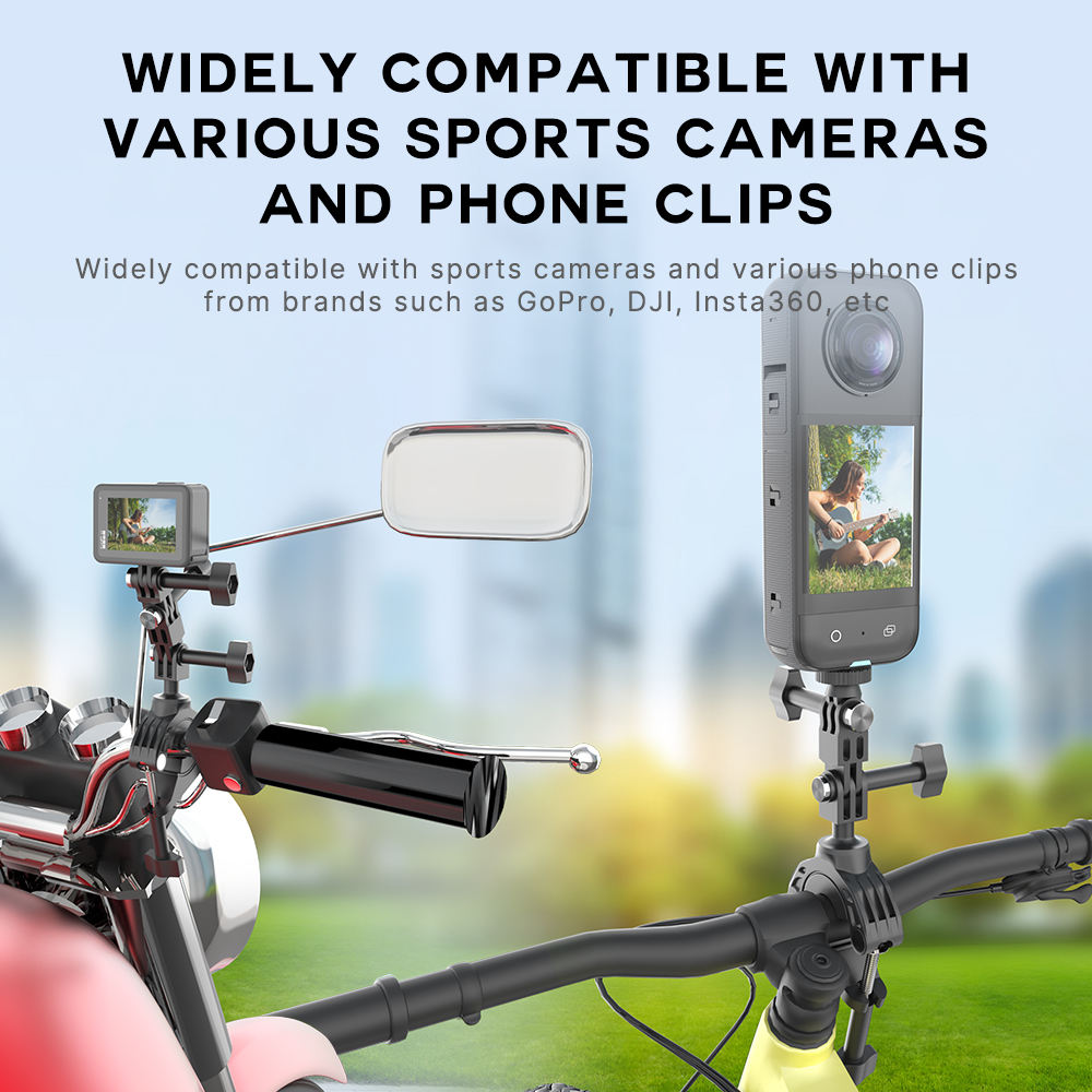 HONGDAK Motorcycle Bicycle Camera Handlebar Mount Clamp with 22-38mm for Go Pro Dji Insta Mobile Phone Holder