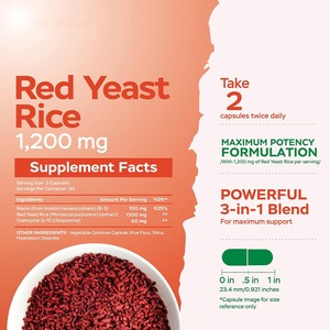 OEM nhãn hiệu riêng Red Yeast Rice viên nang tiên tiến trái tim khỏe mạnh Red Rice men cho khỏe mạnh mức độ <span class=keywords><strong>cholesterol</strong></span> - Product Image 3