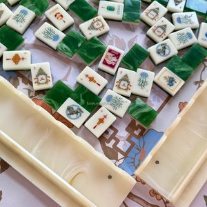 Mahjong Americano de Lujo Moderno de Alta Gama, Plegable y Portátil, Verdant Fortune, 160 Fichas, Grabado por Ambos Lados, Mahjong de Perlas para Navidad - Product Image 5