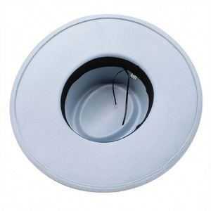 หมวกเฟโดราแบบใหม่สุดหรูสำหรับผู้หญิง หมวกเฟโดราปีกกว้างสำหรับทุกเพศ พร้อมริบบิ้น ปีกกว้าง 9.5 ซม. หมวก 100% - Product Image 3