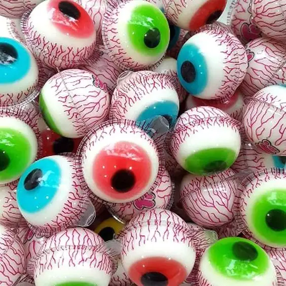 Halloween Holiday Candy Manufacturers Bulk Halal Soft Sweets Jelly Eyeball Eyes Gummy Candy