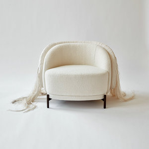 Fauteuils à franges en tissu rembourrés uniques et modernes, <span class=keywords><strong>fauteuil</strong></span> de salon en métal <span class=keywords><strong>pour</strong></span> villa, <span class=keywords><strong>fauteuil</strong></span> de salon avec accent en pompon <span class=keywords><strong>pour</strong></span> maison de campagne - Product Image 2