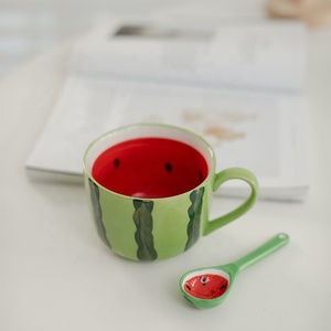 Mug à café en céramique classique à motif pastèque, design <span class=keywords><strong>fruit</strong></span> mignon, grande capacité, idéal pour les fêtes de filles - Product Image 5