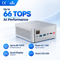 AI Mini PC Ryzen AI 7 350 /5 340 / 9 365 CPU DDR5 RAM 4K Quad Display AI Edge Computer voor LLM-implementatie, autonome systemen