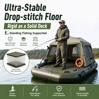 Bateau de pêche gonflable professionnel avec auvent rétractable, protection UV, plancher en Drop Stitch, bateau motorisé pour la pêche à la dérive et le camping, 2-6 personnes