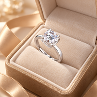S925 Sterling Silver 2 Carat Romantique Bling Anneau Argent 925 Moissanite Bague de Fiançailles Femmes