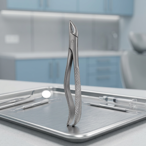 Pinzas de raíz dental superior Bk Industries Fig 76N, manuales, con agarre moleteado plateado, de acero inoxidable, 30 posiciones de mandíbula, instrumento de clase I - Product Image 2
