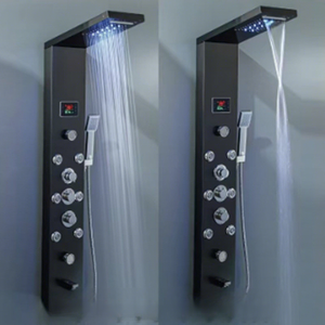 <span class=keywords><strong>Colonne</strong></span> de <span class=keywords><strong>douche</strong></span> multifonctionnelle DIY pour salle de bain avec mitigeur de baignoire, affichage LED de la température, jets de massage et cascade - Product Image 4
