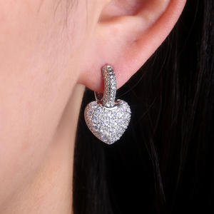 Pendientes de diamantes con corte de corazón en oro blanco para mujer, estilo romántico de boda, diamantes blancos naturales de color D - Product Image 5