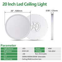 Lámpara de Techo LED Regulable de 24W/36W, Redonda, Decoración del Hogar, Ahorro de Energía, 3CCT, Sin Parpadeo, Panel Plano Redondo