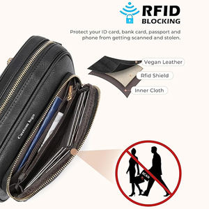 กระเป๋าสะพายข้างสำหรับผู้หญิง RFID หนังวีแกน กระเป๋าเดินทางใบเล็ก กระเป๋าถือสะพายไหล่พร้อมช่องใส่โทรศัพท์และกระเป๋าเงินในตัว - Product Image 5