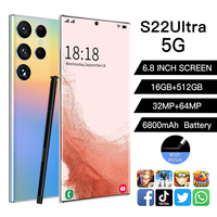 Identificação de impressão digital s22 adulto mi realme 5i, telefone móvel 16gb + 512gb
