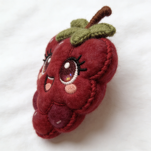 Grape plush <b>brooch</b>, red grape felt pin,fruit badge, embroidered berry <b>brooch</b>, cottagecore fashion pin, mini grape - Product Image 4