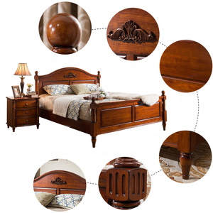 Meubles de chambre à coucher de style américain de luxe Lits Queen Size en bois massif de chêne, frêne, caoutchouc, acajou, noyer noir - Product Image 6