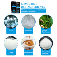 ALIVER Poudre de fibres capillaires à la kératine 4 couleurs, aspect naturel, noir, imperméable, pour cheveux clairsemés