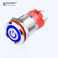 Bouton poussoir miniature en métal de 12 mm avec LED, étanche IP67, pour panneau de commande de borne de recharge de véhicules électriques