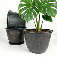 Pot à succulentes nordique épaissi et gaufré, 10-12 pouces, en plastique, drainable, résistant aux intempéries, pour les rebords de fenêtre intérieurs