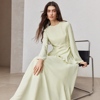 Damen Chiffon Empire-Taille Einfarbiges Lässiges Maxi-Partykleid Grün Langarm Mode Hersteller Großhandel Boutique Anbieter OEM