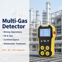 Detektor Gas Portabel 4 in 1 Bosean Natural Diffusion Sampling LCD Display Alarm Rendah Tinggi EX O2 CO H2S untuk Ruang Terbatas